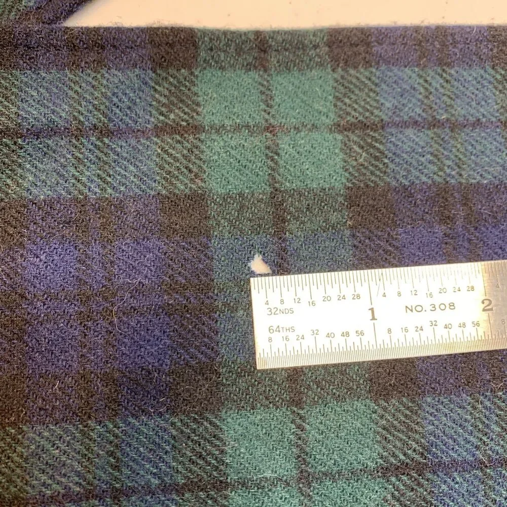 Vintage Pendleton Unisex Black Watch Tartan Virgin Wool Scarf 60x10.5 FLAW